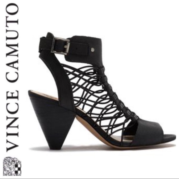 Vince Camuto Shoes - 💕SALE💕 Vince Canute Black Suede Evel Caged Heels
